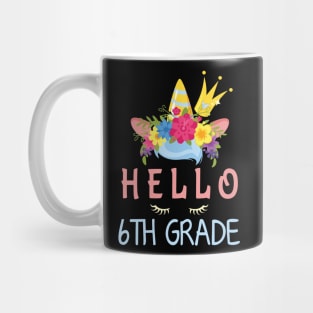 Flowers Unicorn Student Hello 6th Grade Class Back To School Mug